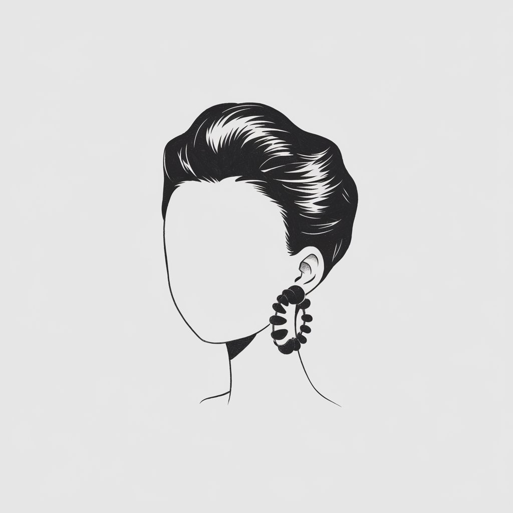 A minimalist pencil drawing illustration on a plain white background, featuring a character with a big head and very tiny ear. The ear is depicted in black and white in a simplistic style, adorned with an oversized earring for visual impact.