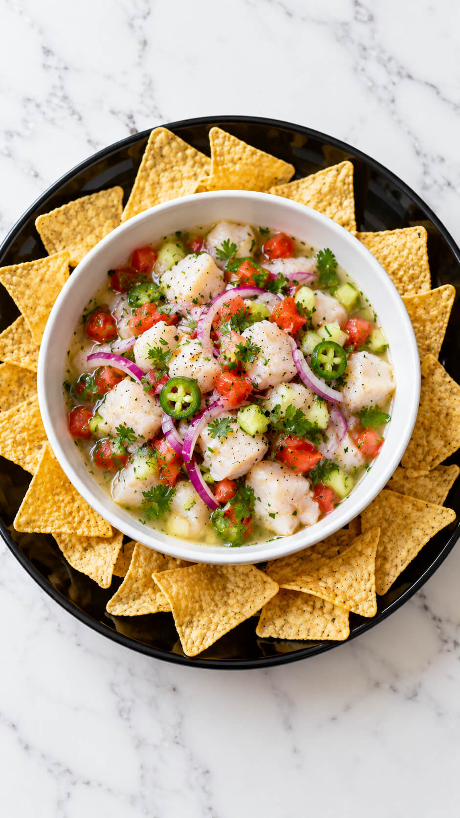 Vibrant Ceviche with Tortilla Chips