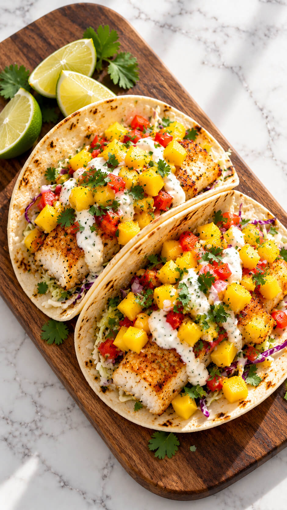 Vibrant Mango Fish Tacos with Lime