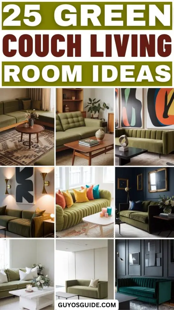 green couch living room ideas