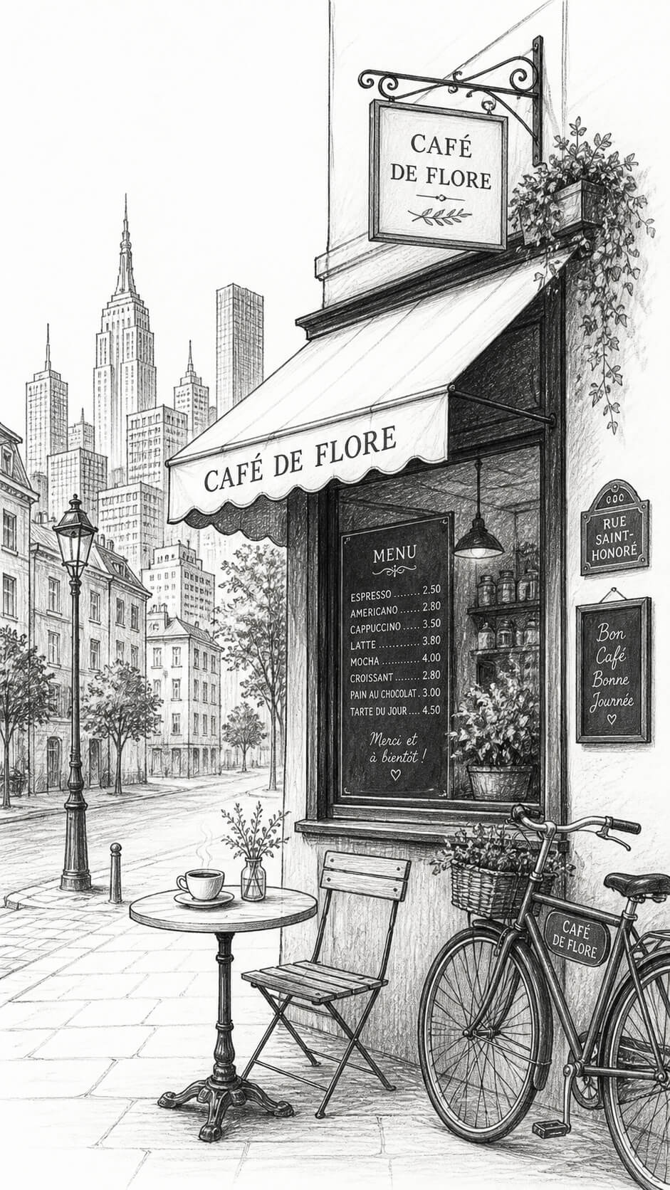 Cozy cafe on Rue Saint Honore