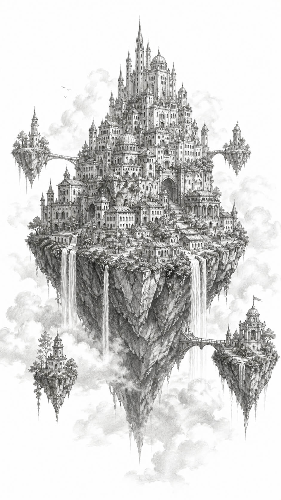 Floating city among the clouds