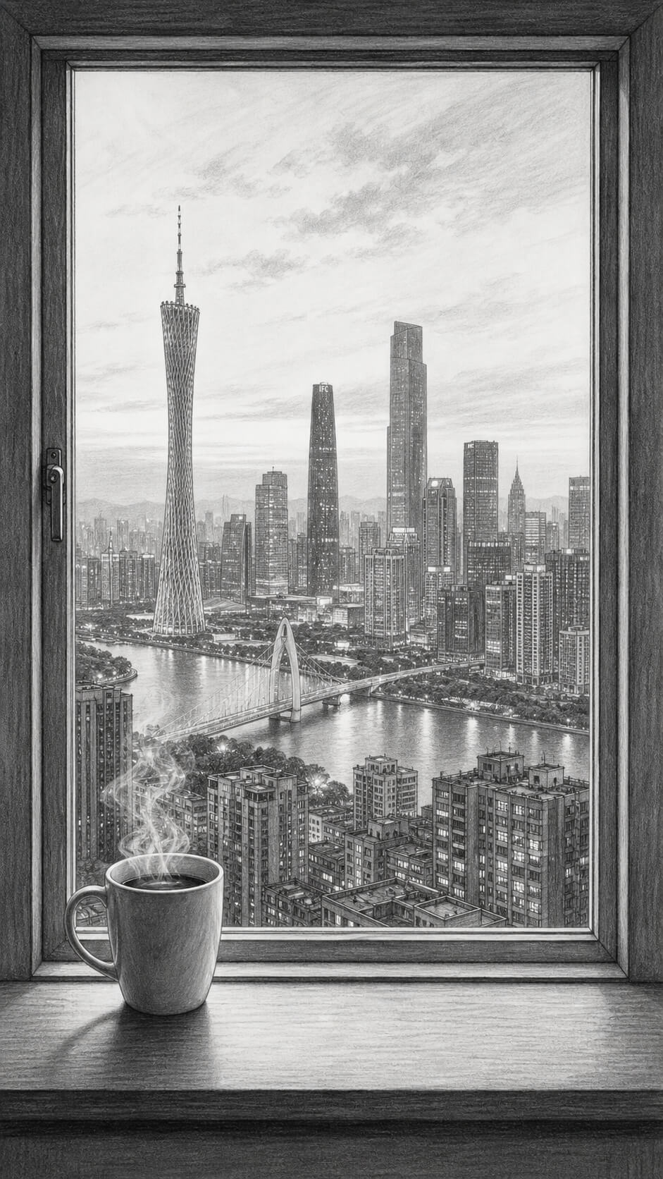 Morning coffee with a city view