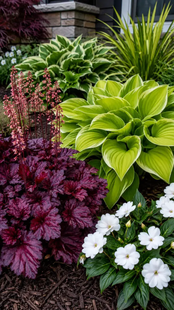 Vibrant garden bed with varied textures
