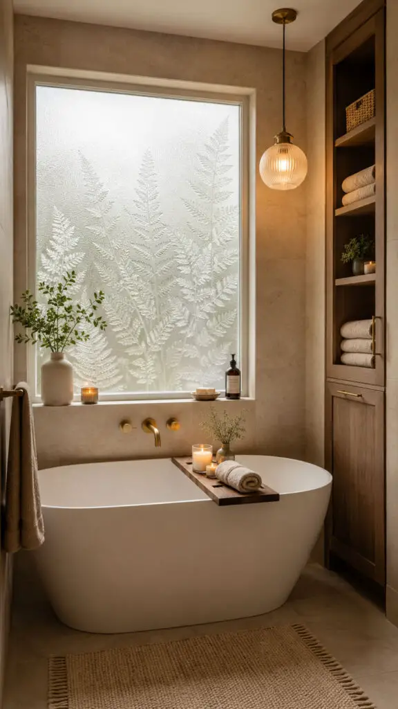 Cozy minimalist spa bathroom design