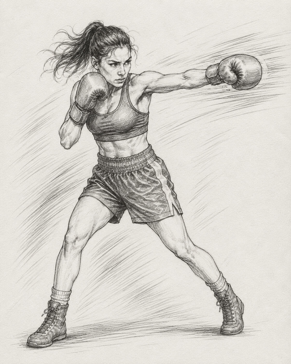 Female Boxer Mid Punch