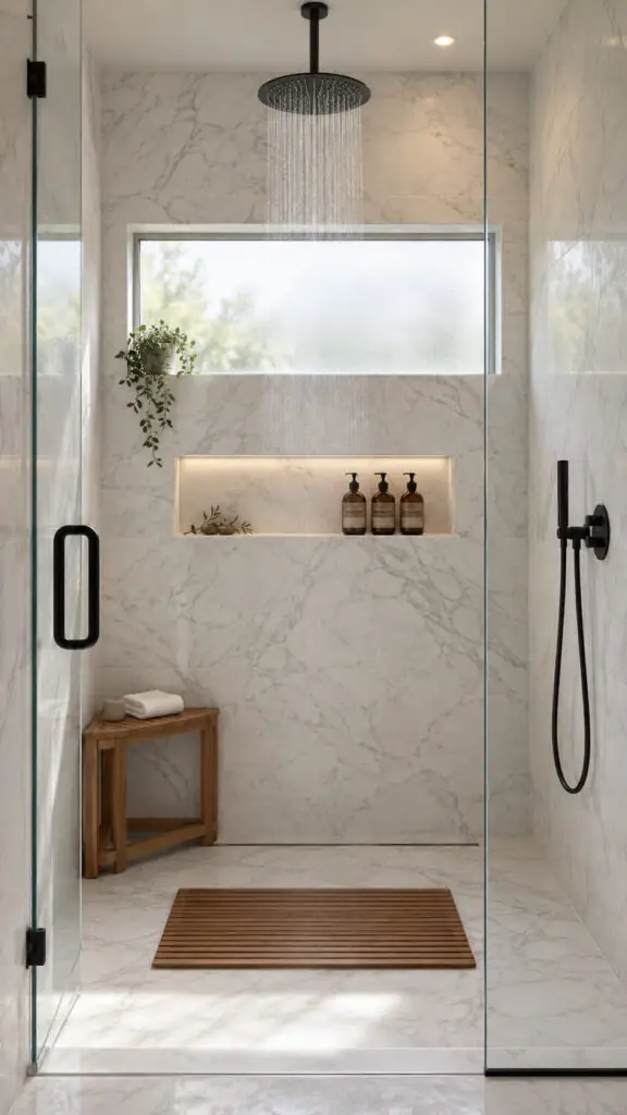 Minimalist Marble Spa Shower