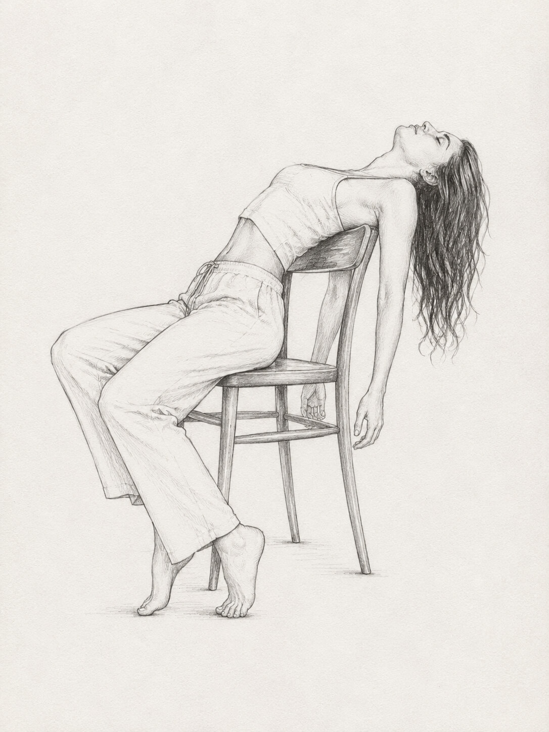 Relaxed repose on a wooden chair