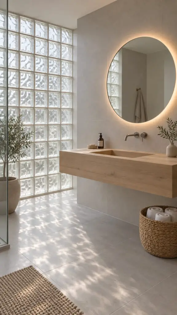 Serene Glass Block Spa Bathroom