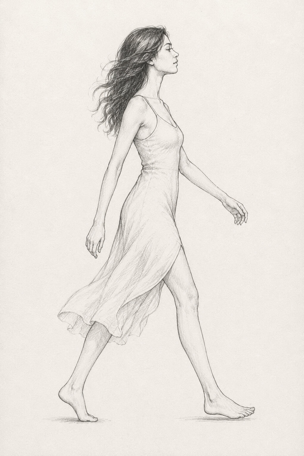Serene walk on textured paper