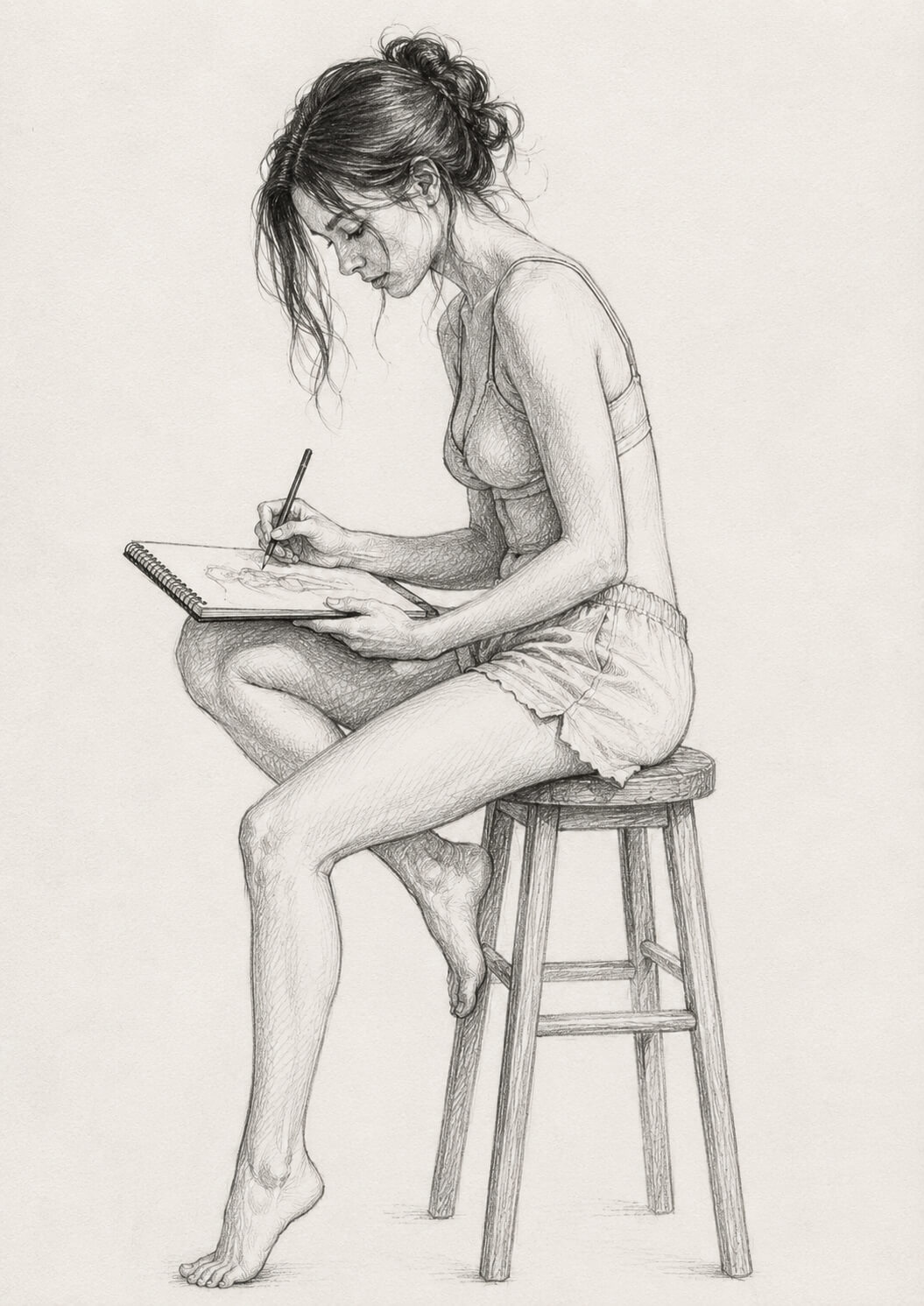 Sketch study of a young artist
