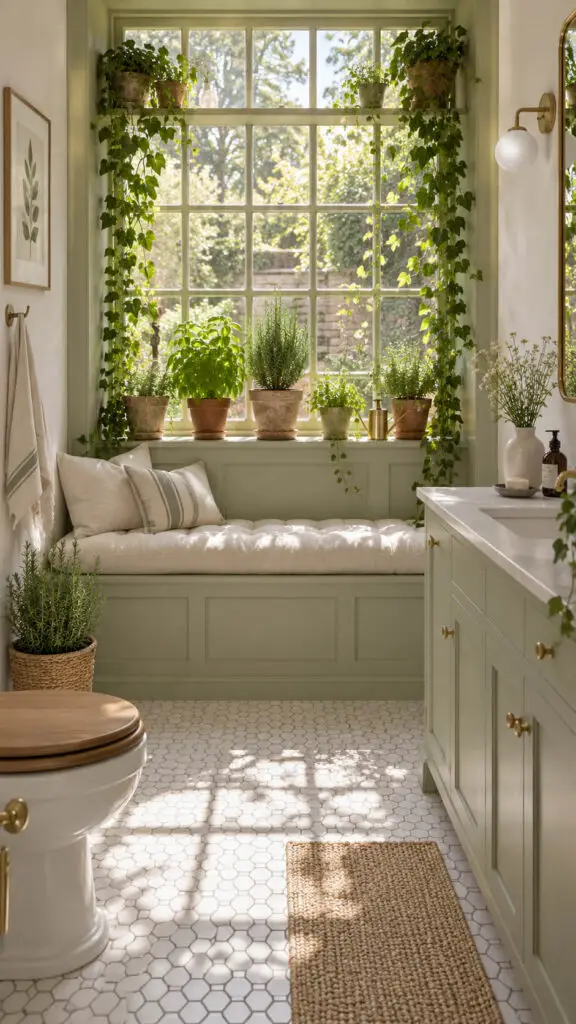 Sunlit Botanical Cottage Bathroom