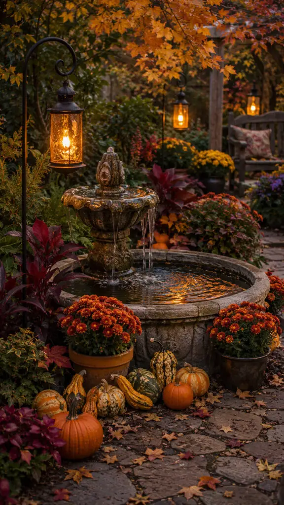Autumn Fountain Garden Glow
