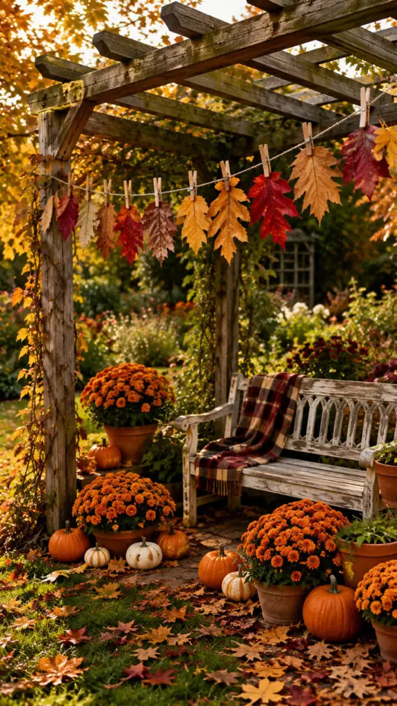 Autumn Garden Nook Under Pergola
