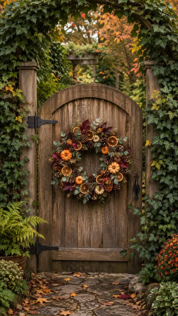 Autumn Wreath on Ivy Garden Gate