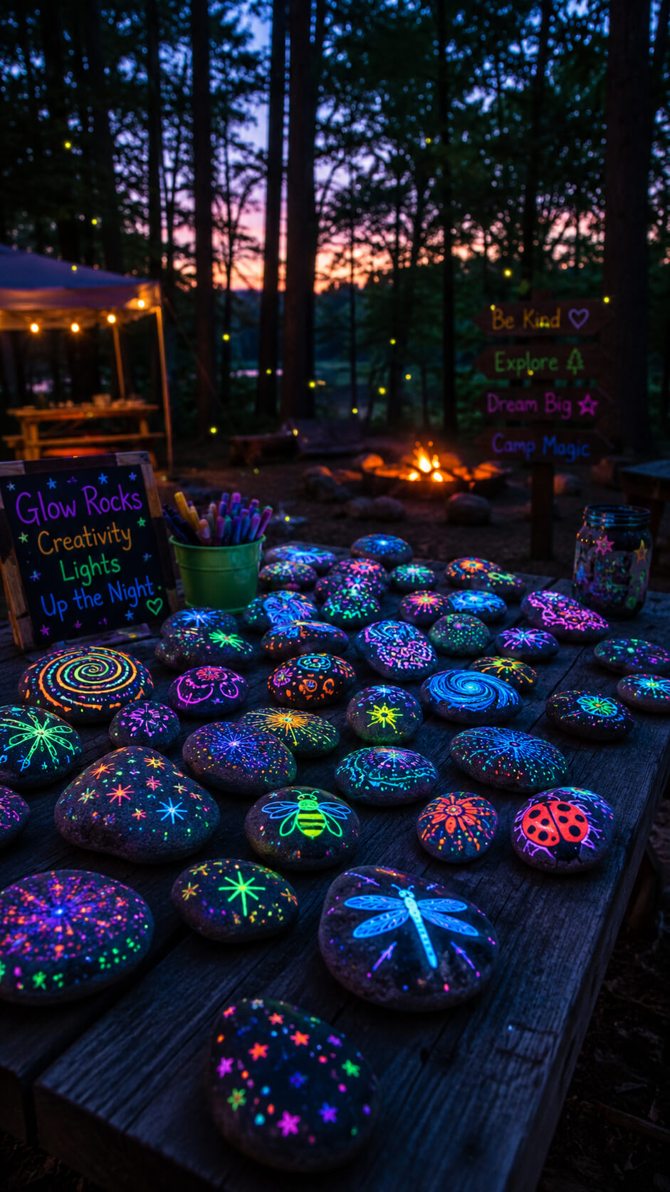Glow rocks and firefly lights