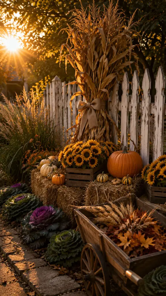 Golden Harvest Display by the Picket Fence