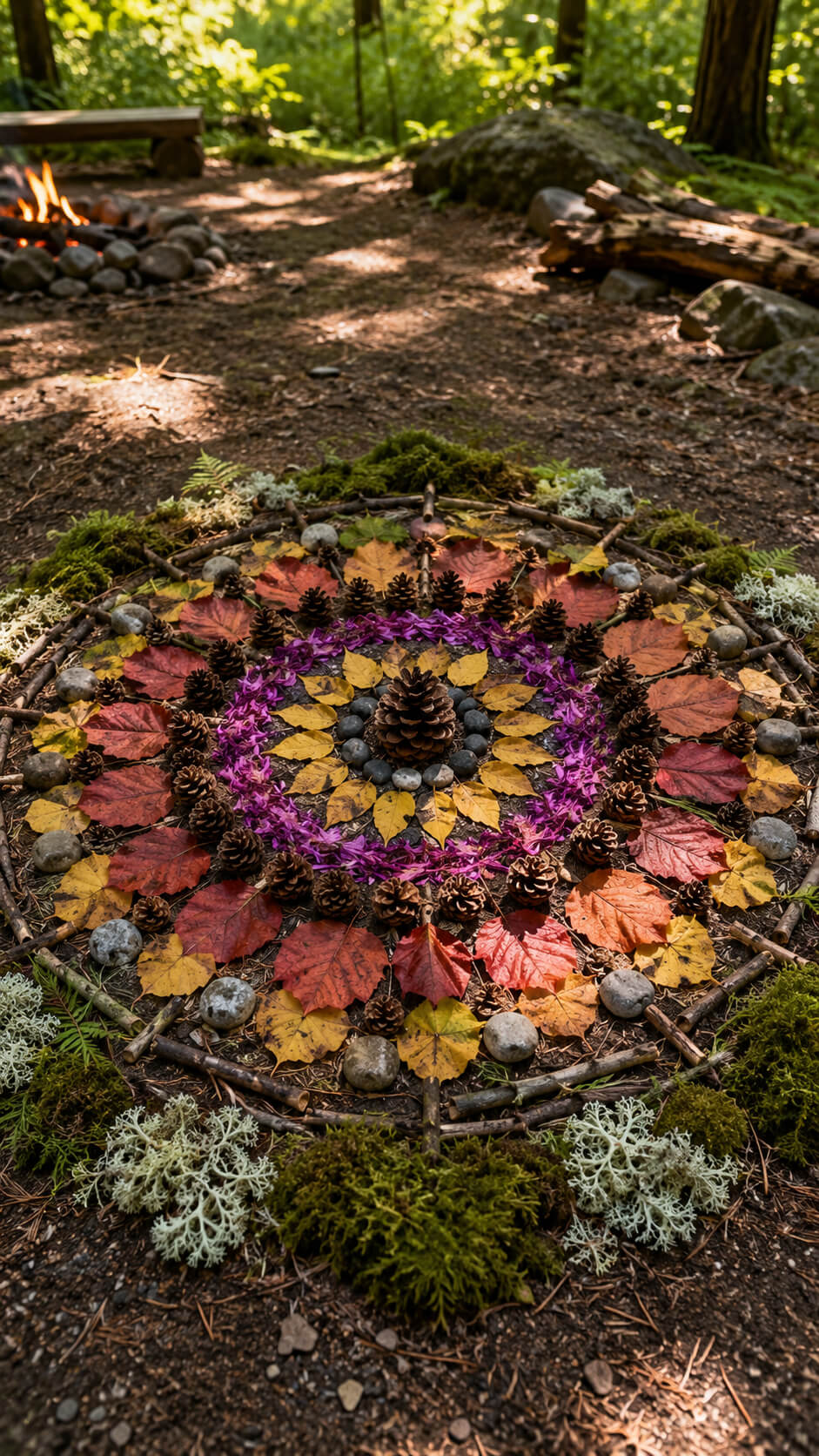 Mandala of nature in the woods