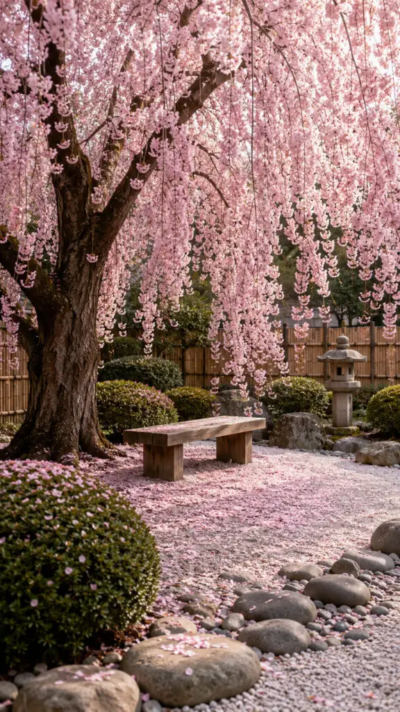 Serene spring in a Japanese garden