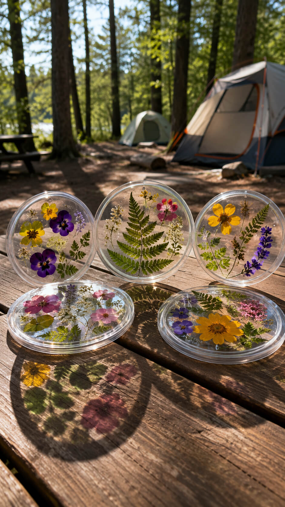 Sunlight and pressed flowers in camp
