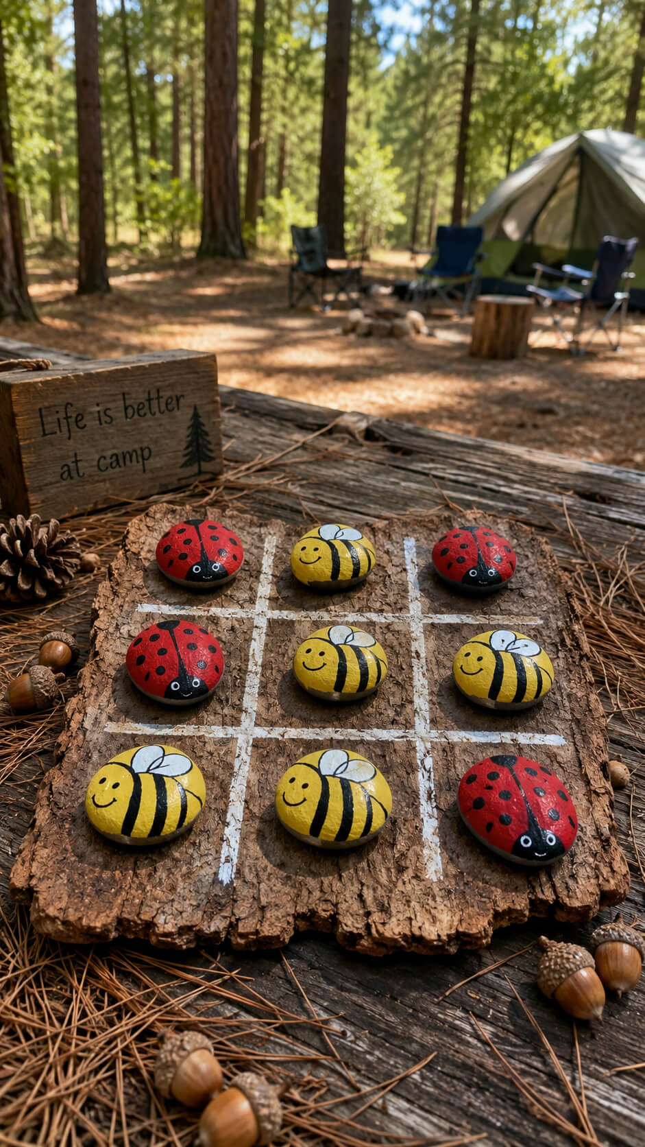 Tic tac toe in the pine forest