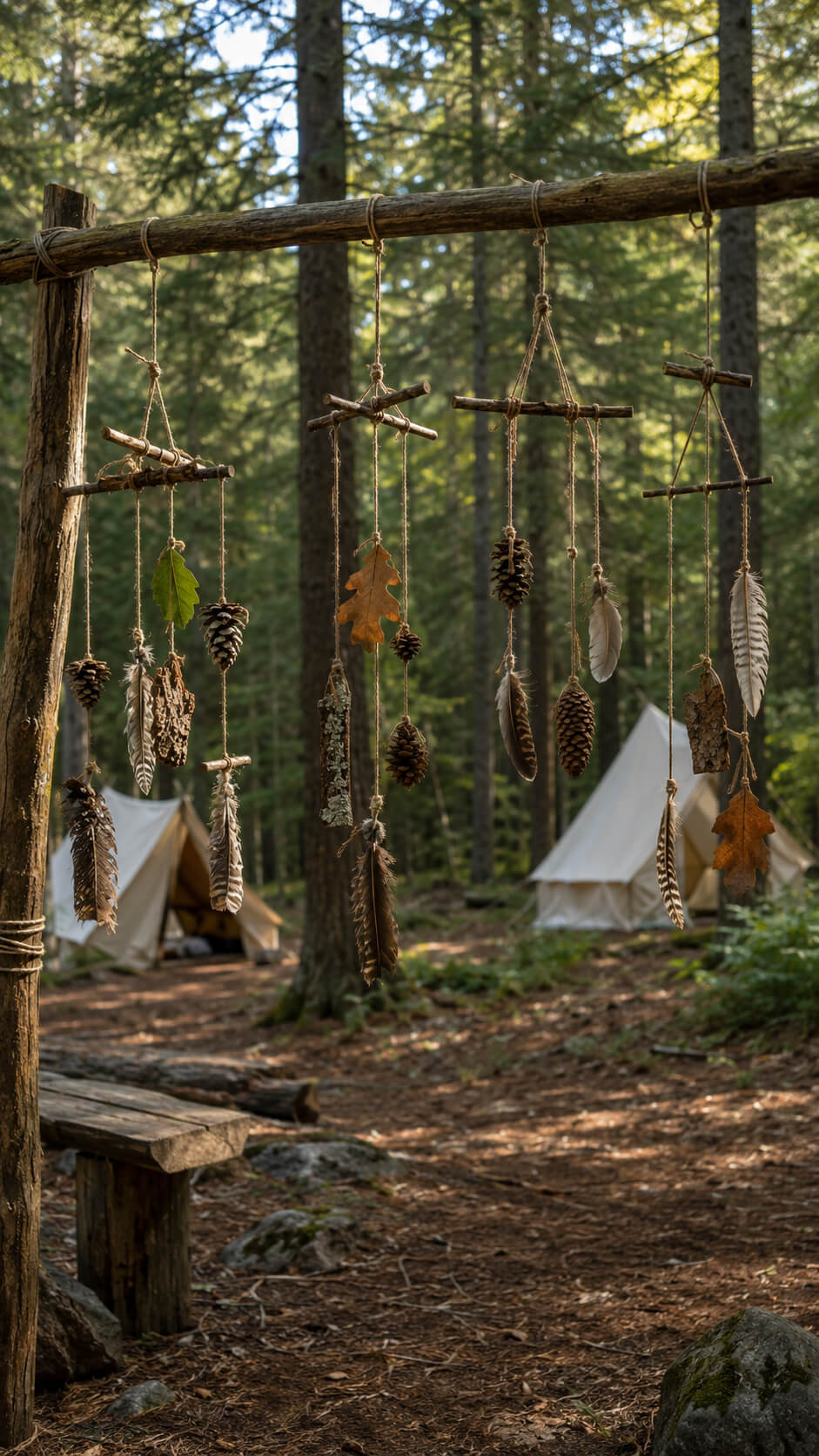 Woodland crafts and wind chimes