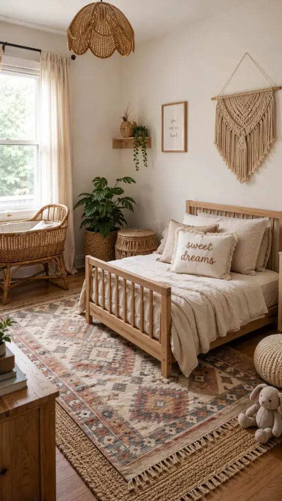 Serene boho childrens bedroom retreat