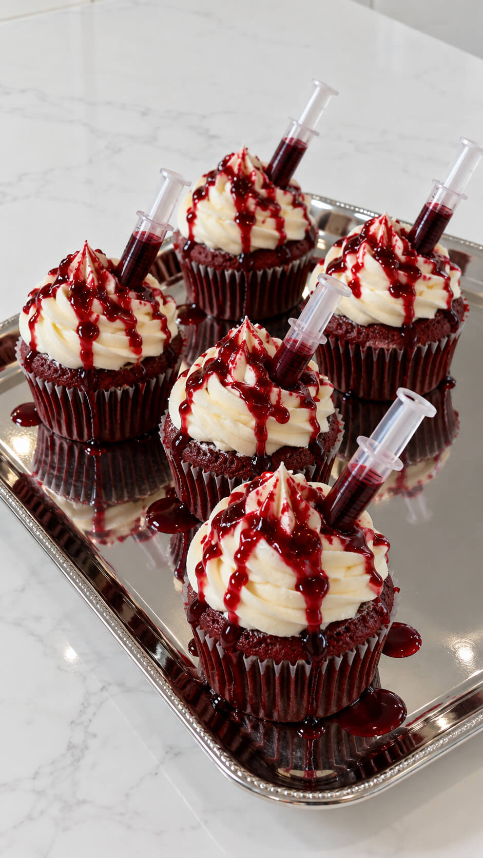 Bloody Red Velvet Cupcake Syringes