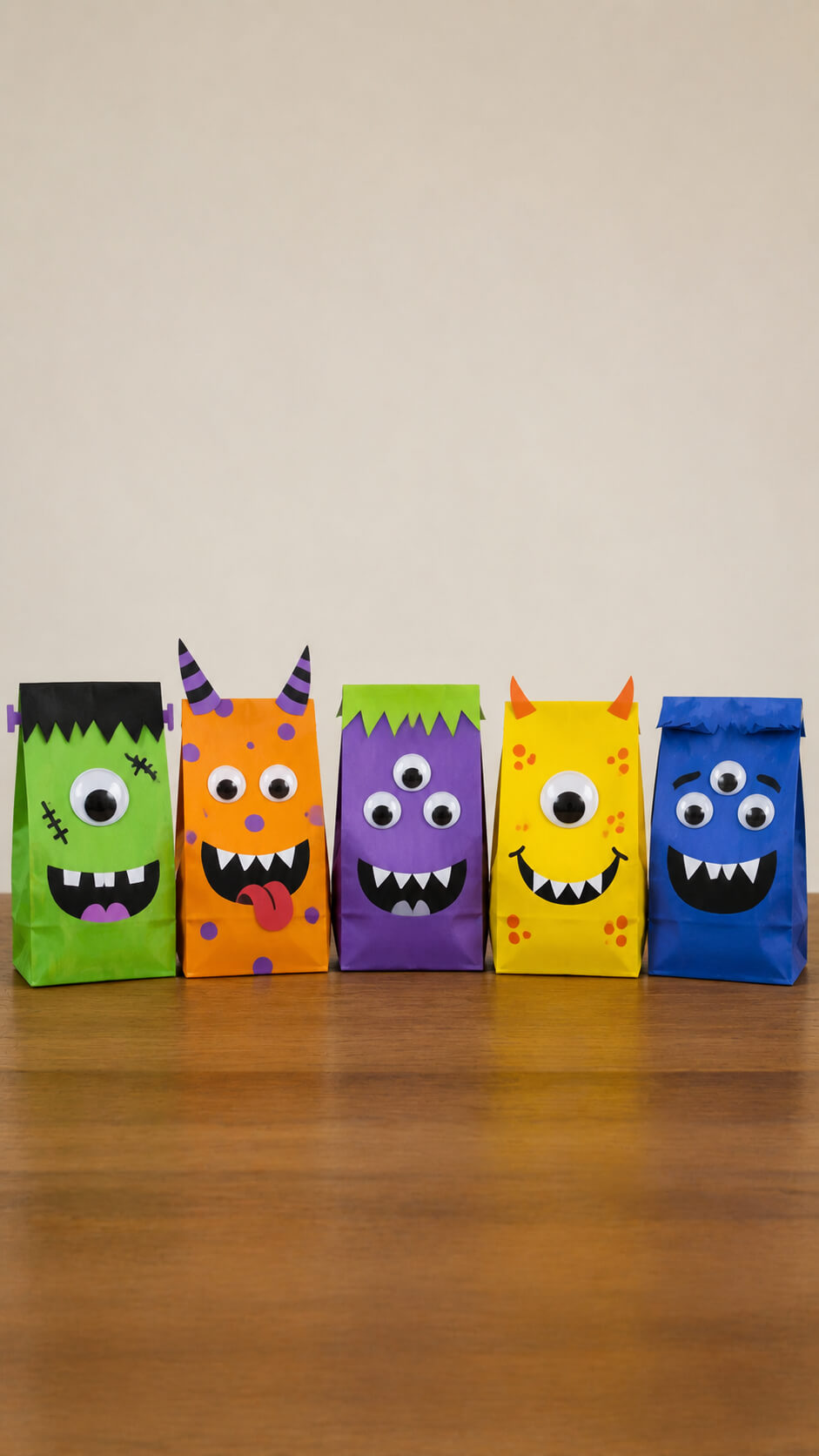 Colorful Halloween Monster Treat Bags