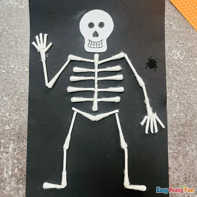 Cotton Swab Skeleton Halloween Craft