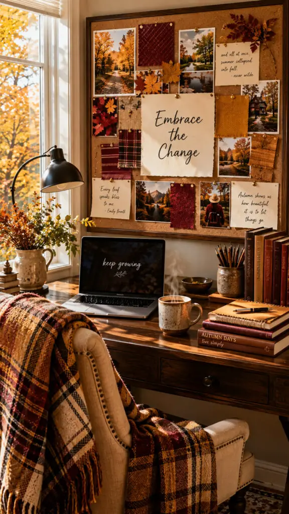 Cozy Autumn Home Office Moodboard