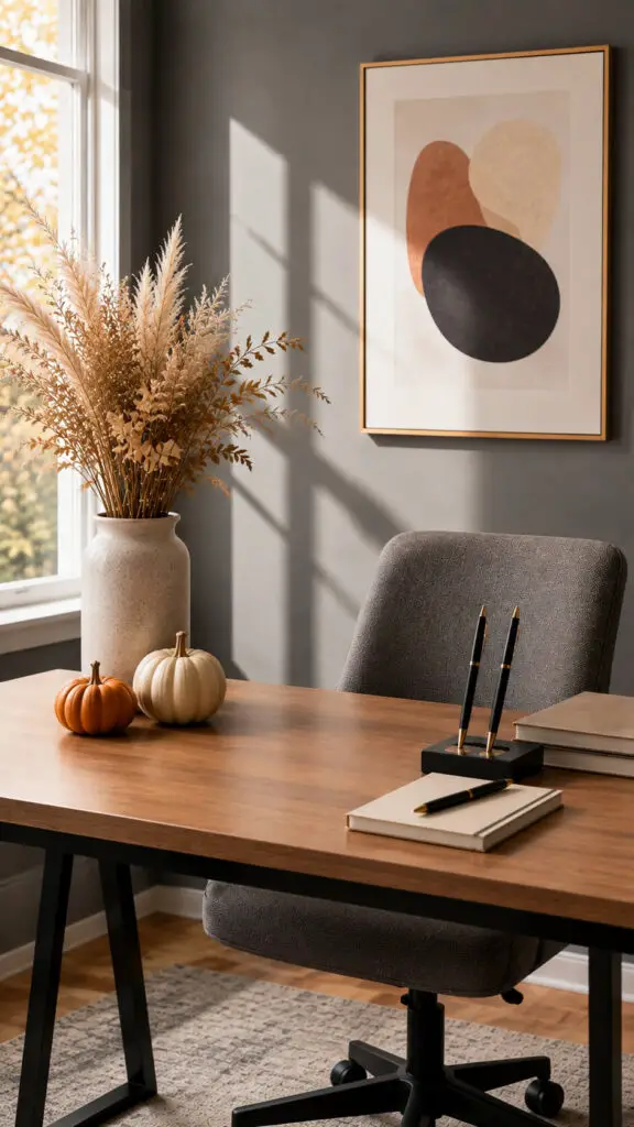 Cozy Autumn Home Office Vignette