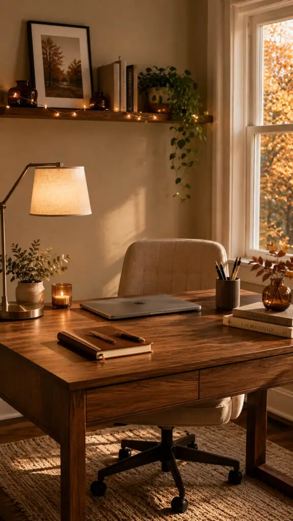 Cozy Autumn Home Office Workspace