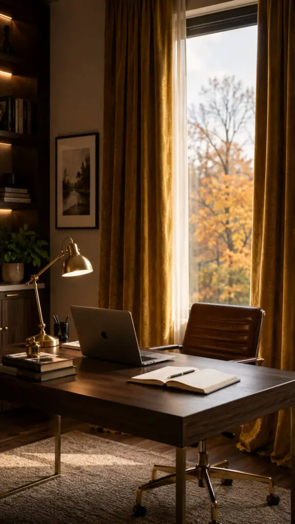 Curtain Cozy Autumn Home Office