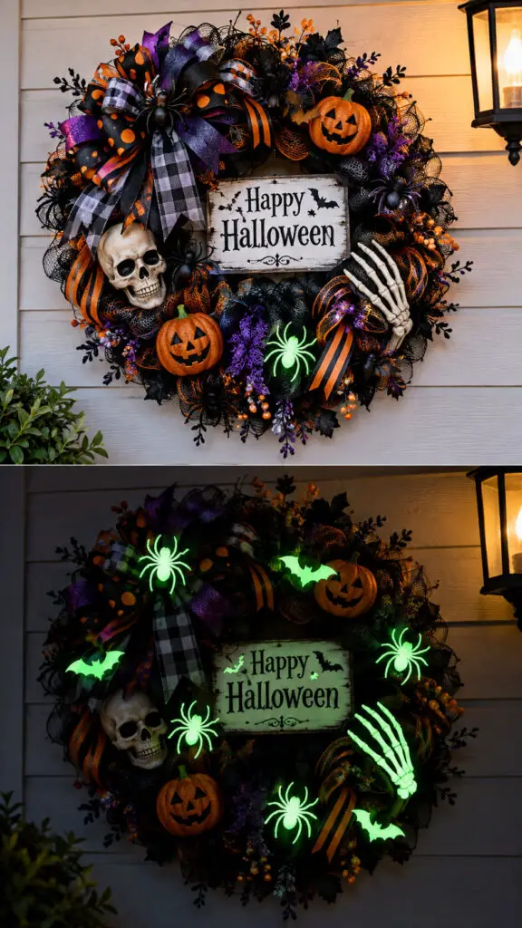Day to Night Glow Halloween Wreath