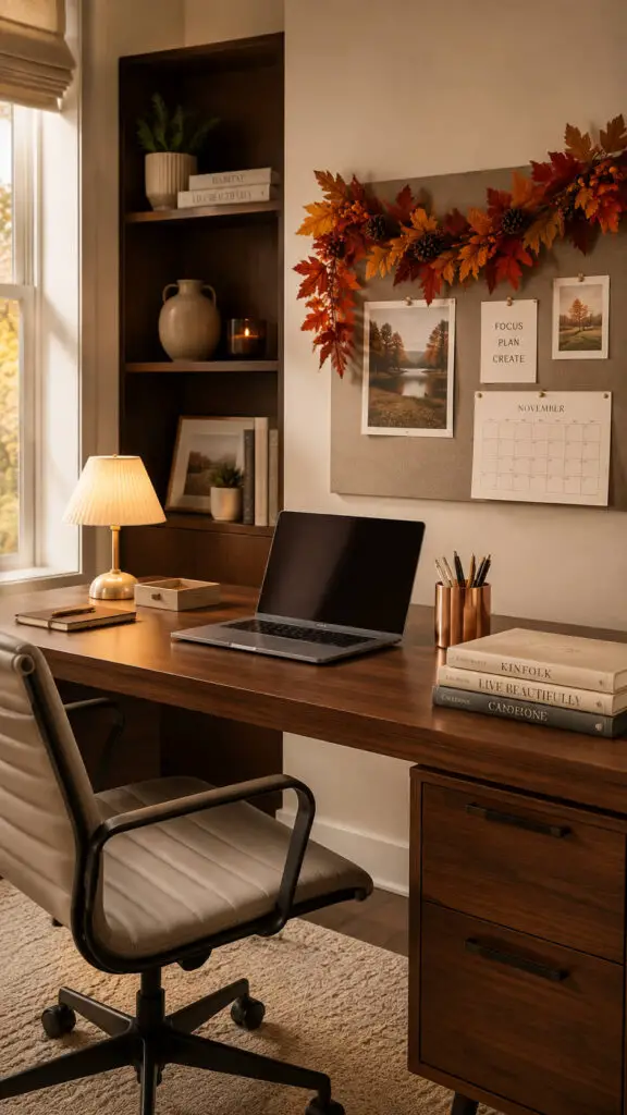 Garland Cozy Autumn Home Office Workspace