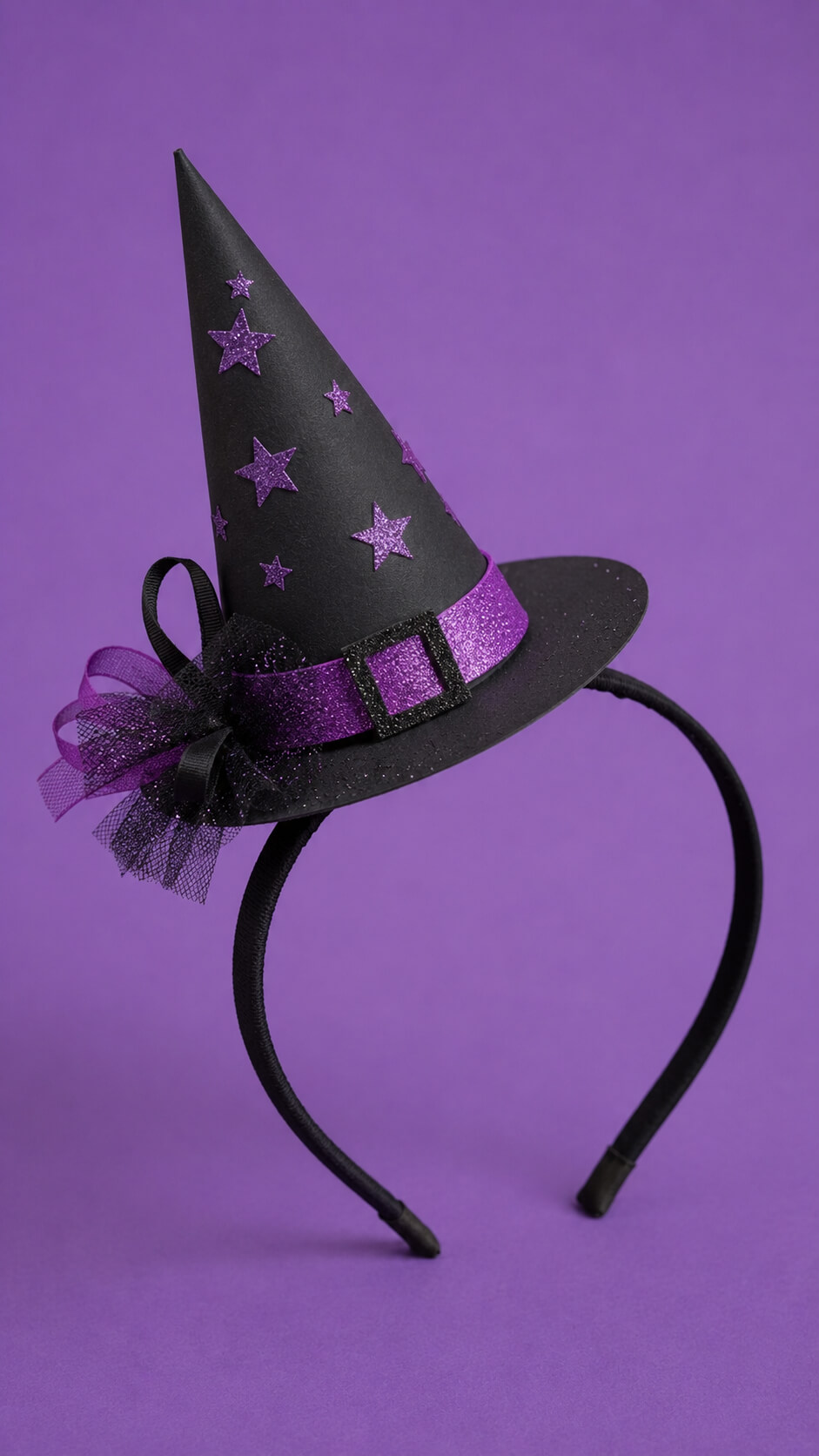 Glittering Purple Star Witch Hat Headband
