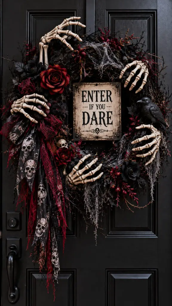 Gothic Wreath on a Haunted Door