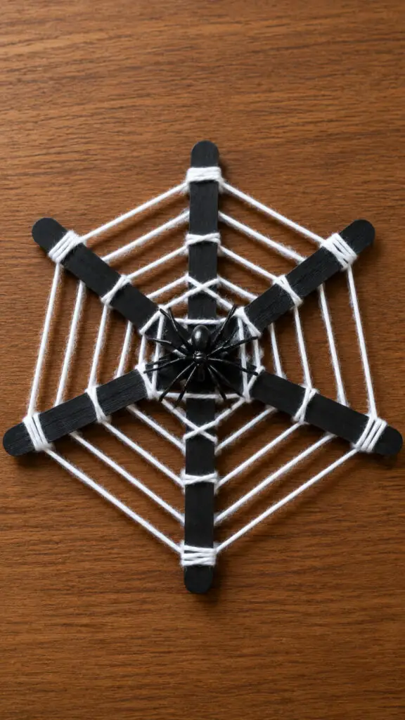 Handmade Black and White Spiderweb Craft