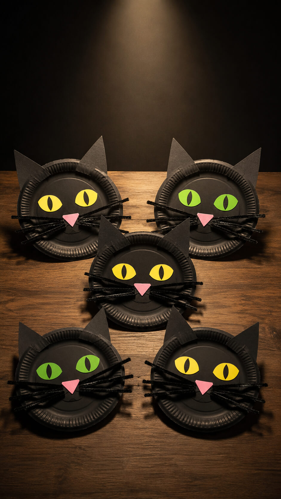 Spotlit Handmade Black Cat Faces