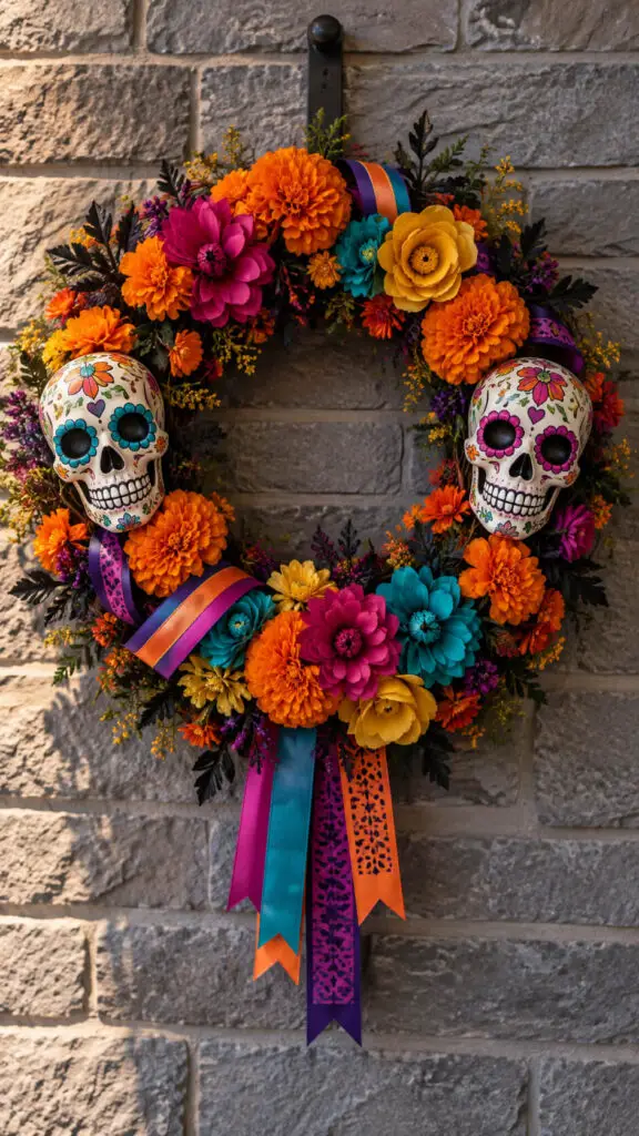 Vibrant Day of the Dead Wreath