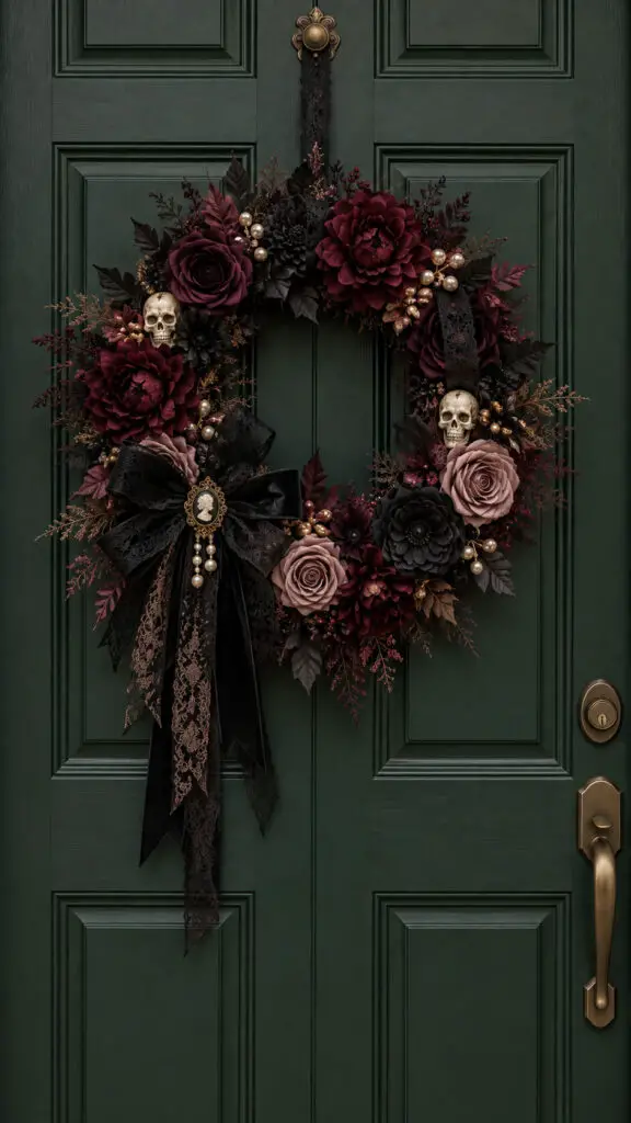 Victorian Gothic Wreath on Green Door