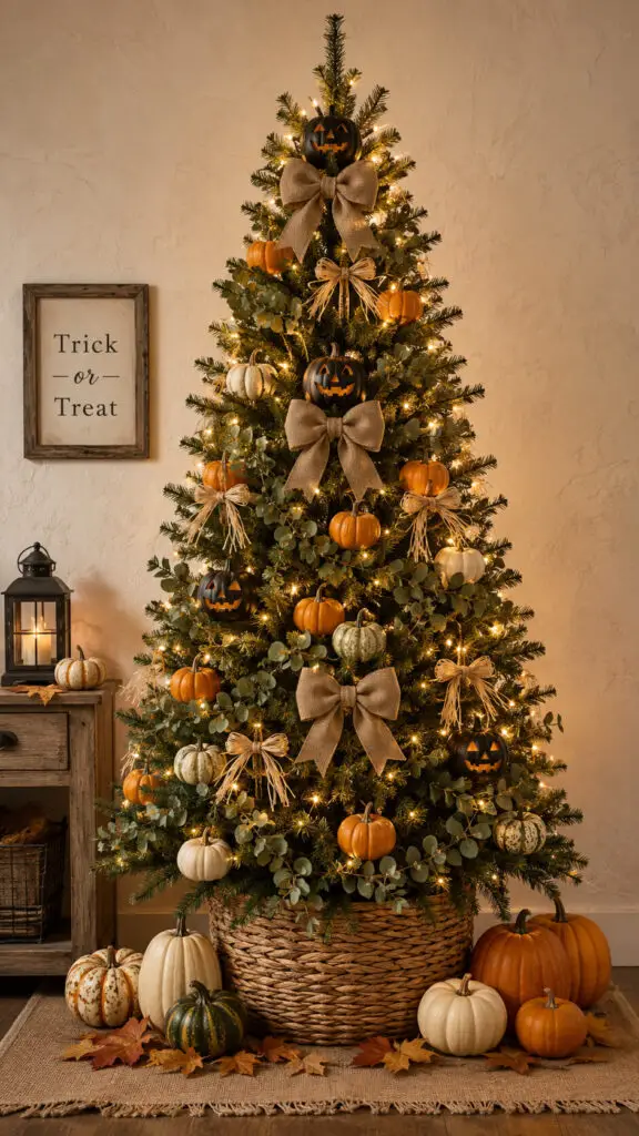 Cozy Autumn Halloween Tree Display