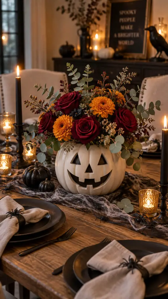 Elegant Halloween Pumpkin Centerpiece