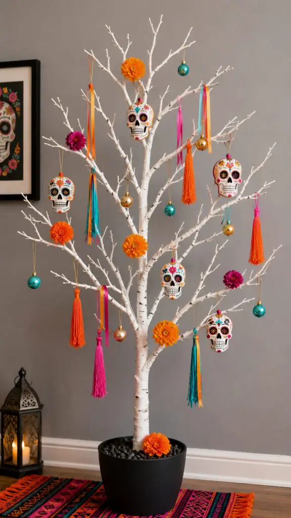 Festive Sugar Skull Tree Display