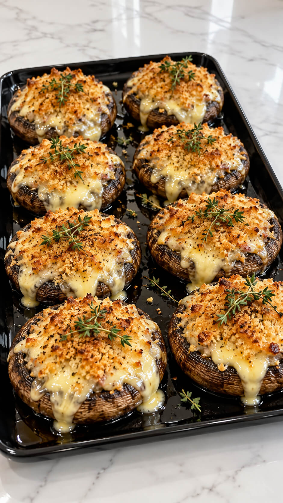 Golden Cheesy Stuffed Mushrooms