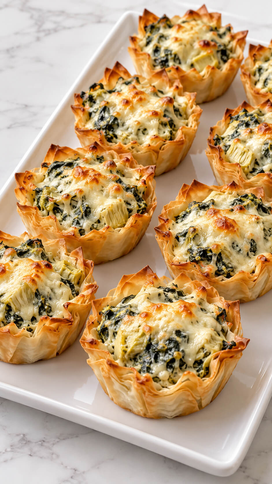 Golden Spinach Artichoke Phyllo Cups