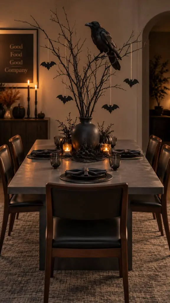 Gothic Raven Halloween Tablescape