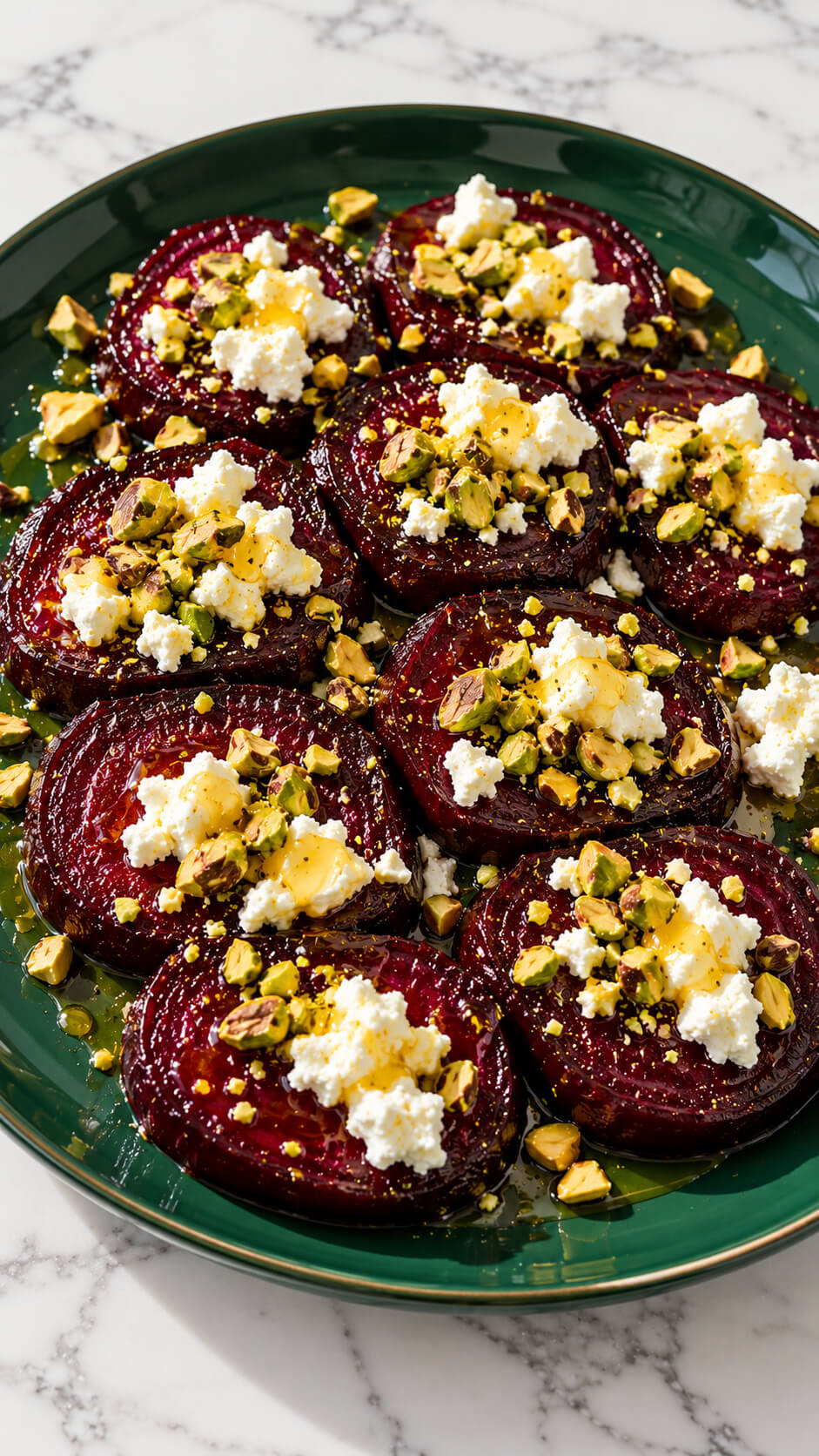 Honey Glazed Beet Salad with Feta and Pistachios
