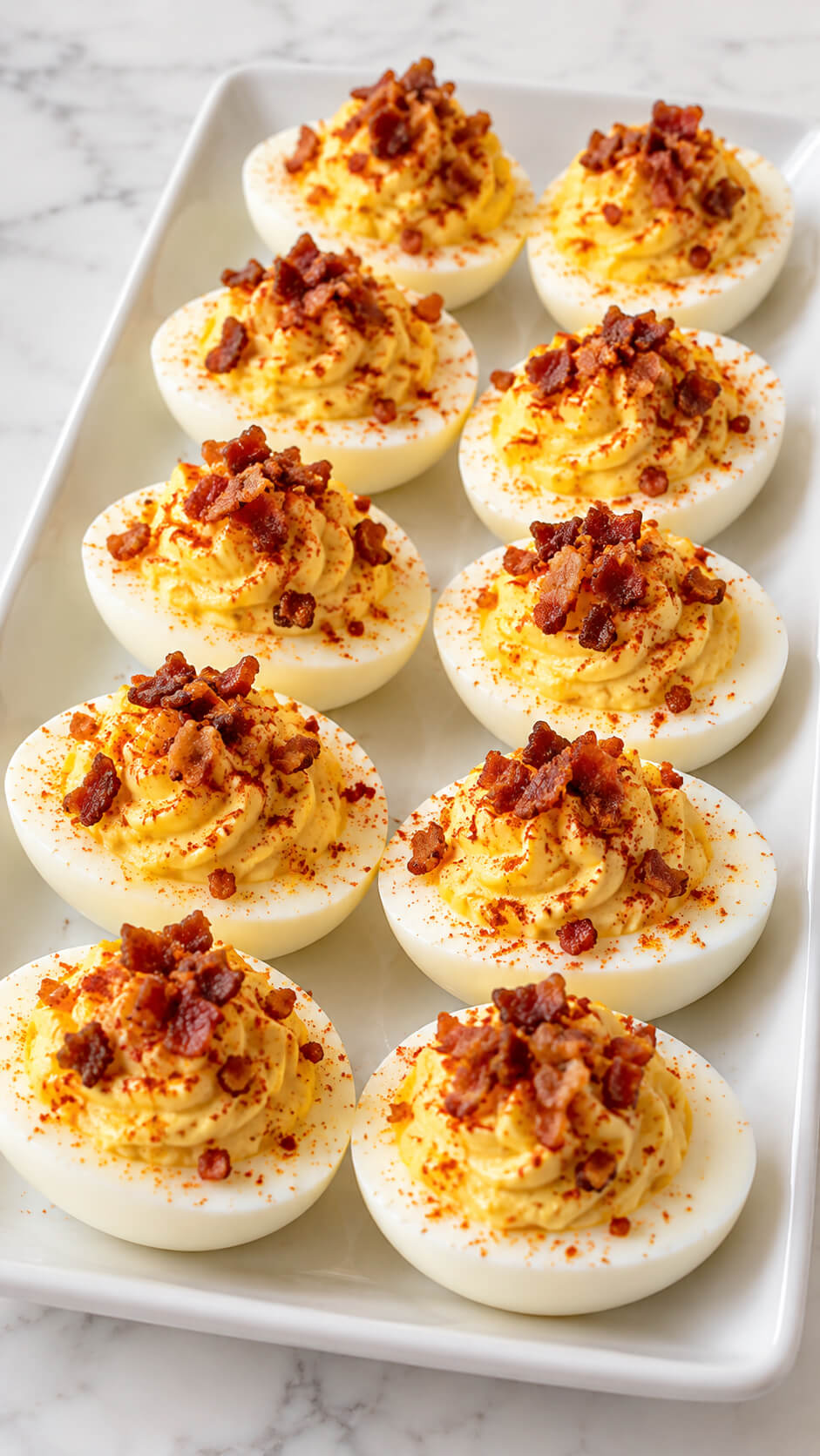 Paprika Dusted Bacon Deviled Eggs